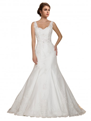 Shop Sweethart V-Neckline Lace Wedding Dress with Shoulder Straps