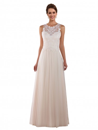 Shop High Neck A-Line Tulle Wedding Dress with Lace Back