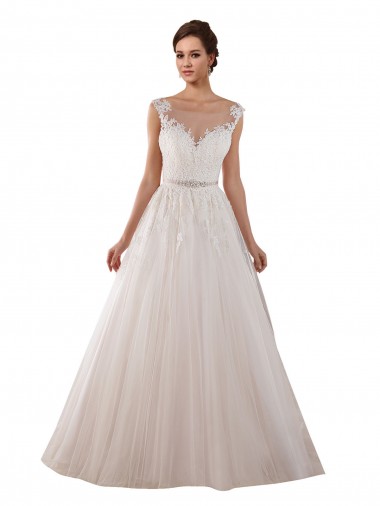 Shop Illusion Sweetheart Neck Ball Gown Tulle Wedding Dress with Lace Bodice