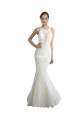 Shop Deep Illusion Neck Mermaid Tulle Beach Wedding Dress with All Over Lace