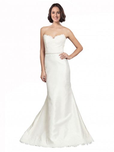 Shop Trumpet Satin Wedding Dress with Sweetheart Lace Bodice