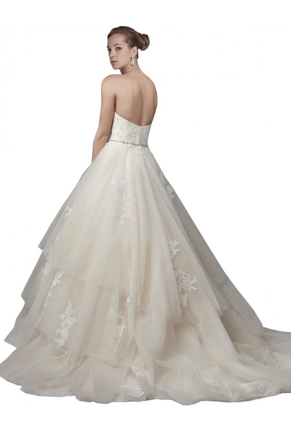 Shop Strapless Ball Gown Tulle Wedding Dress with Lace Appliques