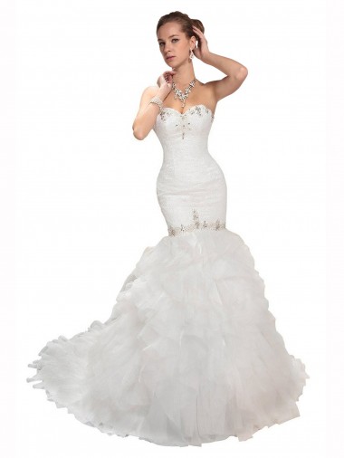 Shop Sweetheart Mermaid Cascading Organza Wedding Dress