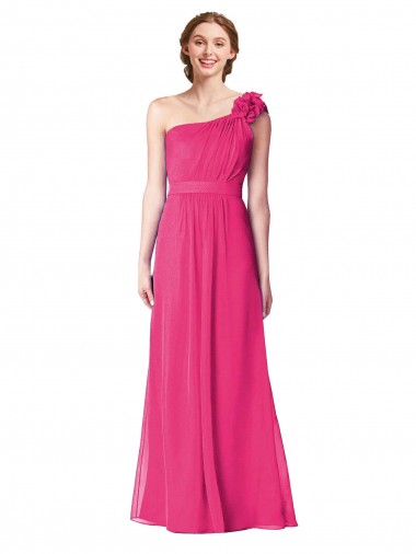 Shop Full Length One Shoulder Chiffon Bridesmaid Dress