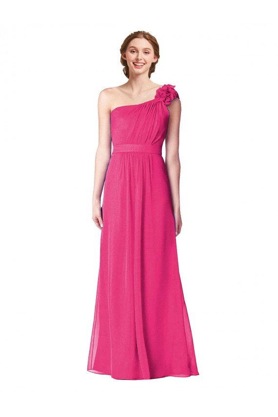 Shop Full Length One Shoulder Chiffon Bridesmaid Dress