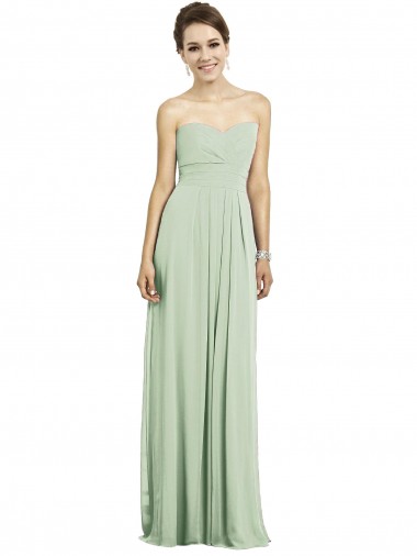 Shop Full Length Strapless Chiffon Bridesmaid Dress with Sweetheart Neckline