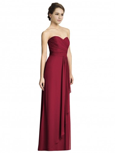 Shop Long Strapless Chiffon Bridesmaid Dress with Side Slit