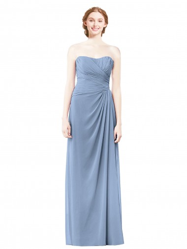 Shop Strapless Long Chiffon Bridesmaid Dress with Sweetheart Neckline