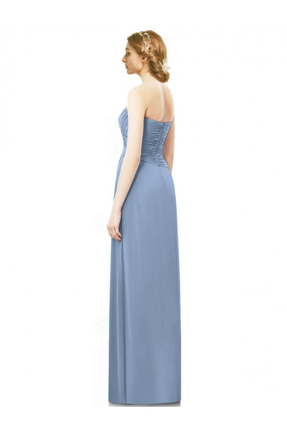 Shop Strapless Long Chiffon Bridesmaid Dress with Sweetheart Neckline