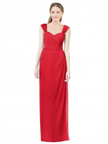 Shop Long Chiffon Bridesmaid Gown with Neckline Straps