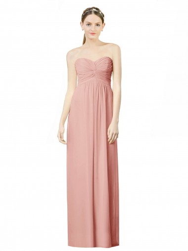 Shop Long Chiffon Sweetheart Bridesmaid Dress with Twist Bodice