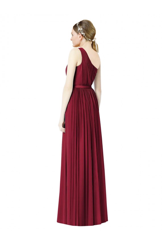 Shop One Shoulder Full Length Long Chiffon Bridesmaid Dress.