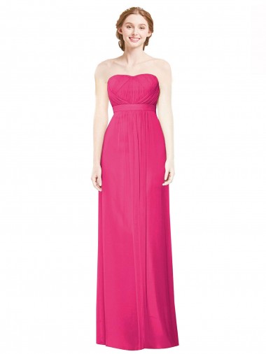 Shop Full Length Strapless Long Chiffon Dress with Waistband