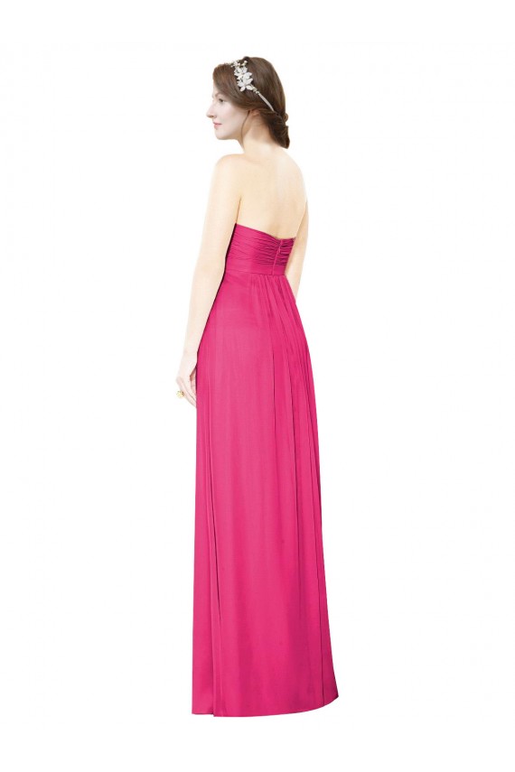 Shop Full Length Strapless Long Chiffon Dress with Waistband