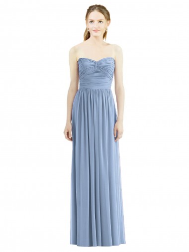 Shop Strapless Long Chiffon Dress with Sweetheart Neckline And Draped Bodice