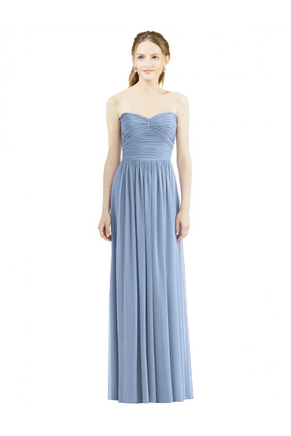 Shop Strapless Long Chiffon Dress with Sweetheart Neckline And Draped Bodice