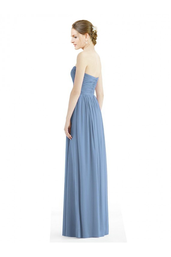 Shop Strapless Long Chiffon Dress with Sweetheart Neckline And Draped Bodice