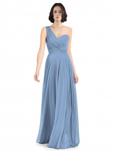 Shop One Shoulder Long Chiffon Bridesmaid Dress with Sweetheart Bodice