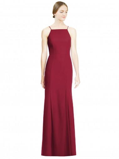 Shop High Square Trumpet Chiffon Bridesmaid Dress with Lace-Up Open Back