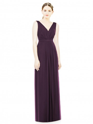 Shop V-Neckline Sleevelss Full Length Chiffon Bridesmaid Dress