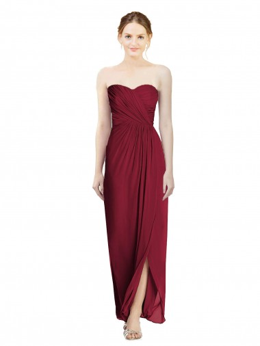 Shop Strapless Sweetheart Long Chiffon Bridesmaid Dress