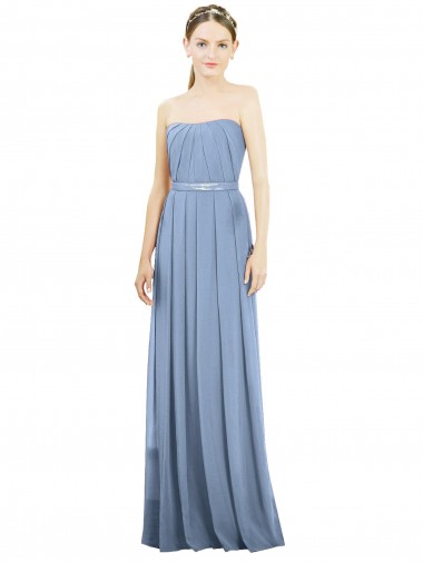 Shop V-Pleat Chiffon Full-Length Strapless Bridesmaid Dress