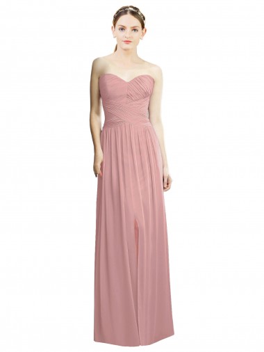 Shop Crossover Draped Sweetheart Chiffon Formal Bridesmaid Dress with Front Slit