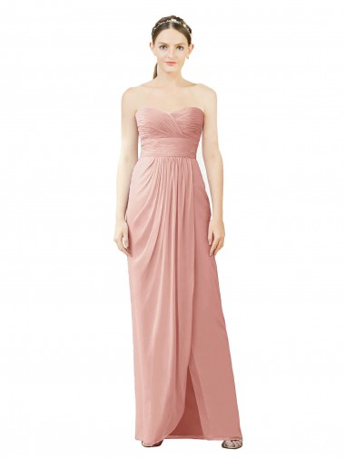 Shop Strapless Sweetheart Long Chiffon Wrap Bridesmaid Dress