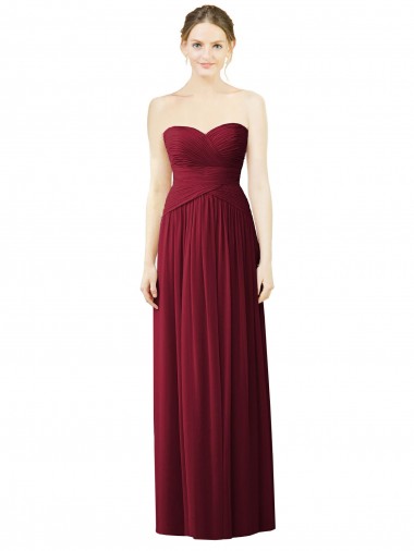 Shop Draped Full Length Strapless Chiffon Bridesmaid Dress