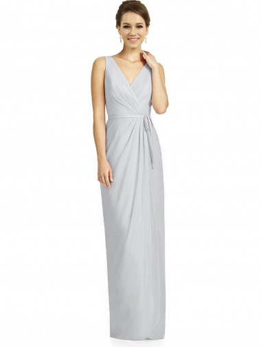 Shop Draped V-Neck Cocktail Length Chiffon Bridesmaid Dress