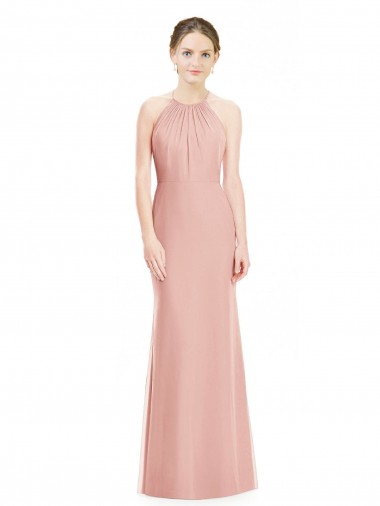 Shop Halter Neck Trumpet Chiffon Bridesmaid Dress