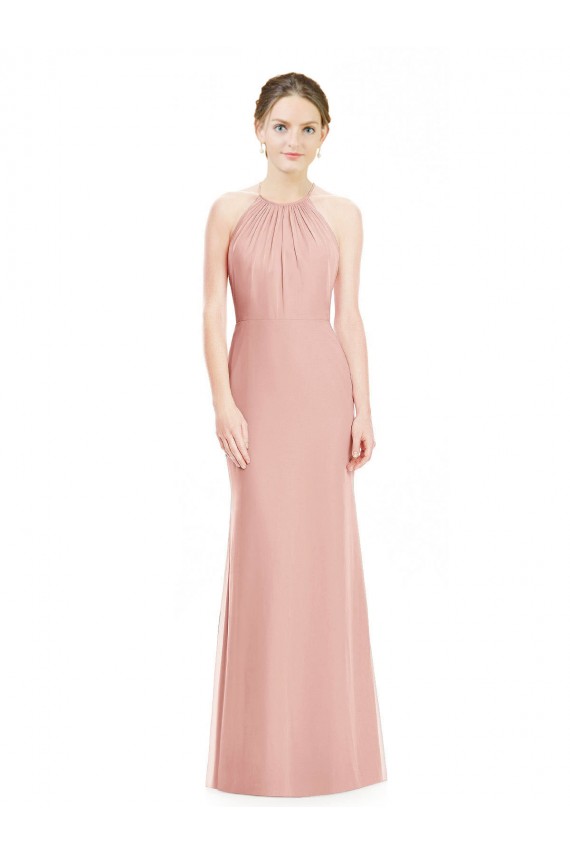 Shop Halter Neck Trumpet Chiffon Bridesmaid Dress