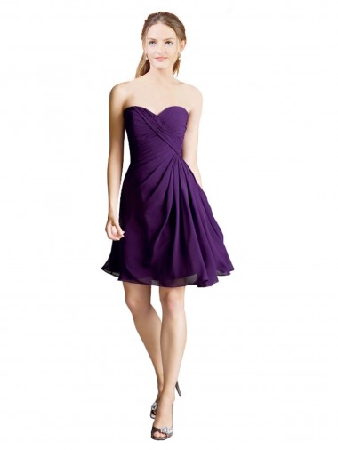 Shop Draped Chiffon Long Sweetheart Cocktail Bridesmaid Dress