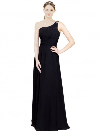 Shop Sweetheart Chiffon Bridesmaid Dress with Beaded One Shoulder Strap