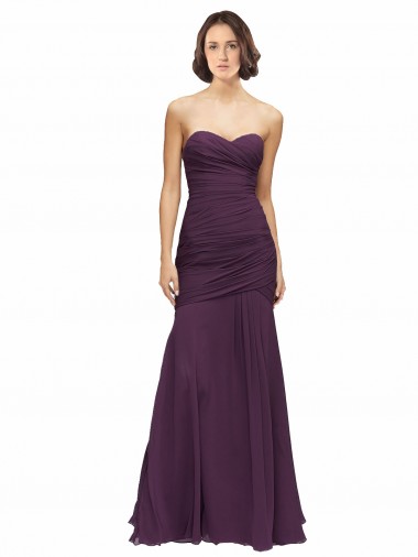 Shop Full Length Chiffon Bridesmaid Dress with Sweetheart Neckline and Ruffles