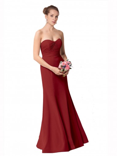 Shop Full Length Sweetheart Chiffon Bridesmaid Dress with Ruched Bodice