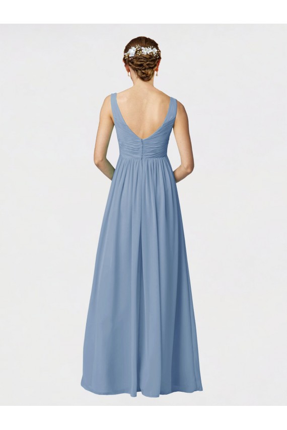 Shop Long Chiffon Bridesmaid Dress with Sweetheart Neckline and Wide Straps