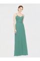 Shop Rouched V-Neckline and Spaghetti Straps Long Chiffon Bridesmaid Dress