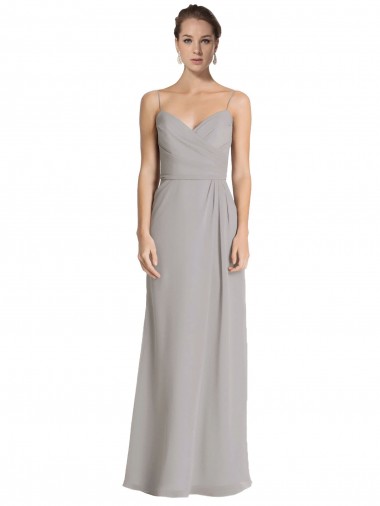 Shop Long Chiffon A-Line Bridesmaid Dress with Criss-Cross Draped Bodice