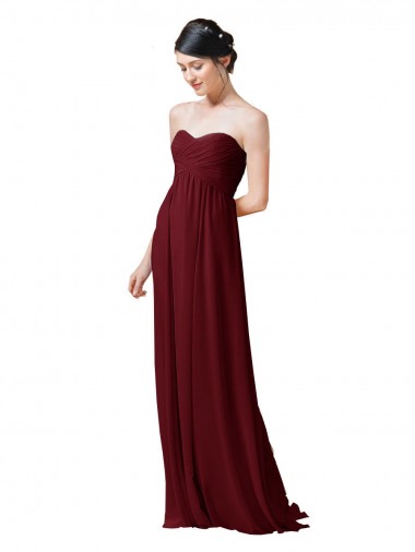 Shop Hand-Ruched Sweetheart Long Chiffon Bridesmaid Dress