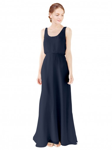 Shop Scoop Neckline Fitted Long Chiffon Bridesmaid Dress Open Back