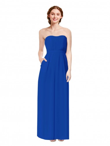 Shop Strapless Sweetheart Keyhole Back Long Chiffon Bridesmaid Dress