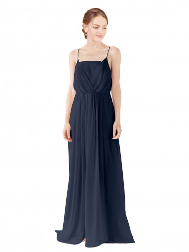 Shop Spaghetti Straps Open Back Long Chiffon Bridesmaid Dress