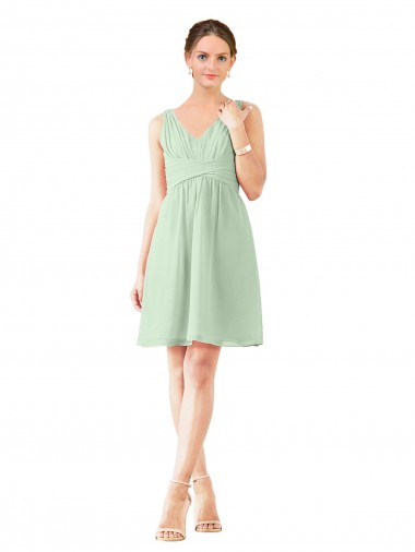 Shop v-Neckline Short Knee Length Chiffon Cocktail Bridesmaid Dress