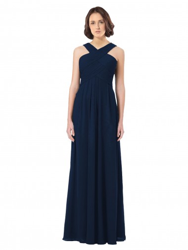 Shop Long Chiffon Bridesmaid Dress V-Neck Top