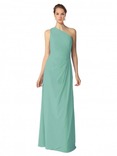 Shop Long Chiffon One Shoulder Full Length Bridesmaid Dress