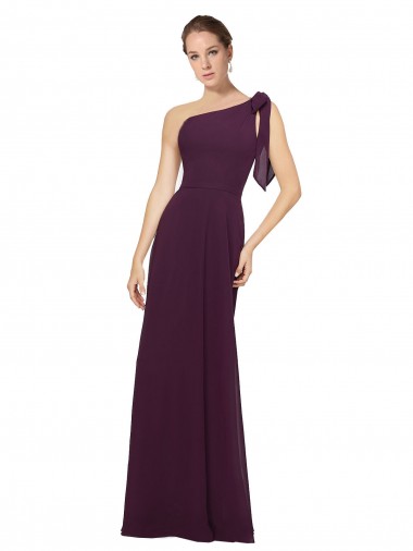 Shop One Shoulder Chiffon Bridesmaids Dress with Shoulder Bow