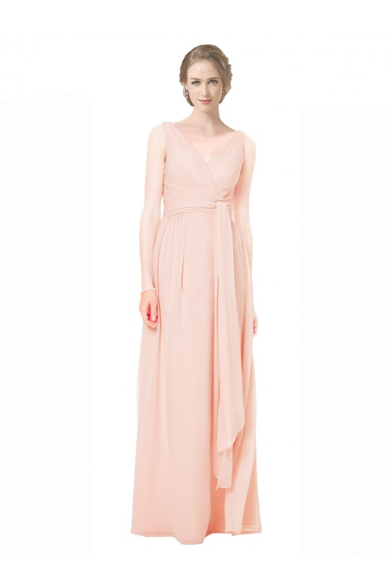 Shop Full Length Chiffon Bridesmaid Dress with V-Front and Back