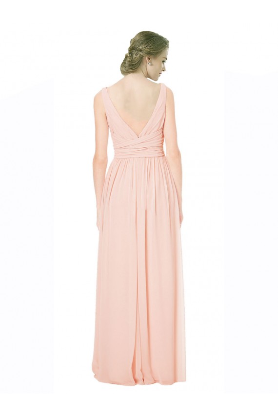 Shop Full Length Chiffon Bridesmaid Dress with V-Front and Back