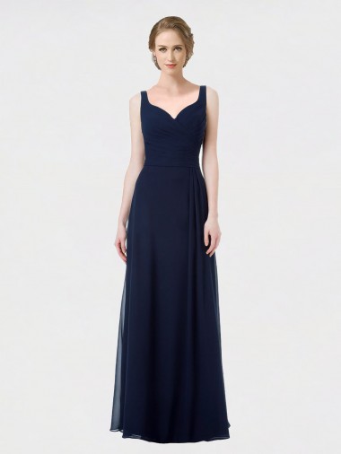 Shop Long Chiffon Bridesmaid Dress with Sweetheart Neckline and Shoulder Straps